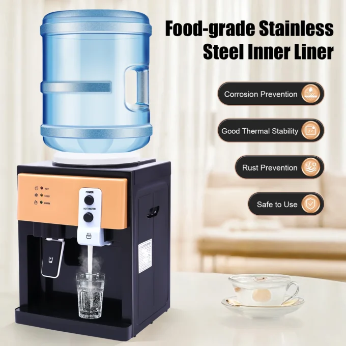 Electric Hot and Cold Water Cooler Dispenser Versatile Desktop Top Loading Water Dispenser for Home Office (110V US / 220V EU)
