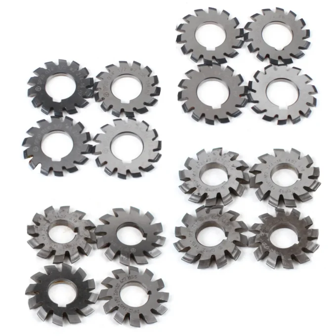 8PCS 4.7*4.7*0.1cm Silver HSS Gear Cutters 14.5° Pressure Angle Gear Cutter with Sharp Gears 0.79in Inner Hole