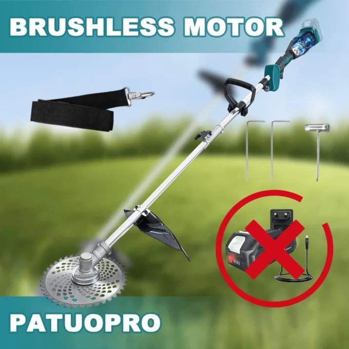 9 Inch Brushless Lawn Mower Cordless Portable Adjustable Length Electric Grass Trimmer Cutter For Makita 18V Battery(No Battery)