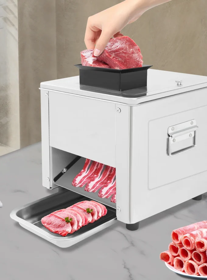 3.5mm Meat Cutter Silver Electric Meat Slicer Shredded Cutting Machine Homes Hotels Hotpot Restaurants