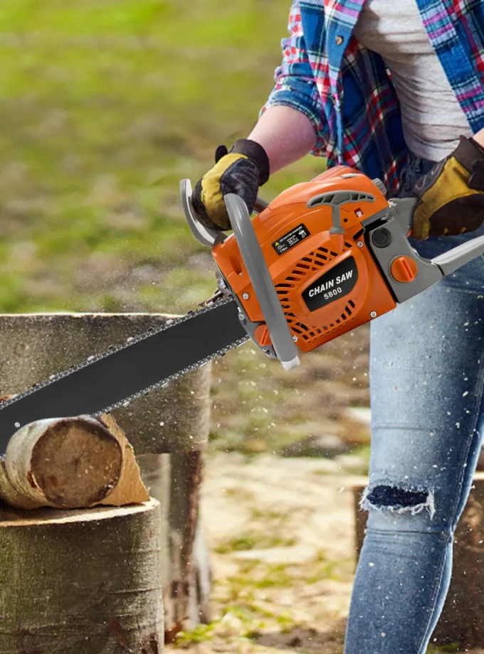 Convenient&Comfortable Gasoline Chainsaw - Hand-Pull Spring-Loaded Starter, Non-Slip Shock-Absorbing Ergonomic Handle