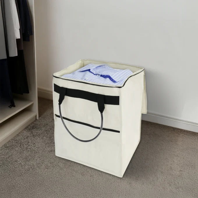 White Portable Reusable Grocery Bag Flexible Rolling Shopping Bag 44lbs Foldable Shopping Trolley with Four Swivel Wheels