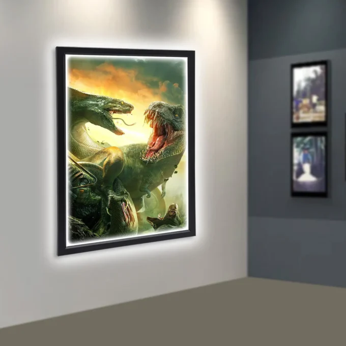 60*3*91cm LED Movie Poster Art Picture Frame Light Poster Frame Holder Movie Poster Display Light Box with Study Hooks