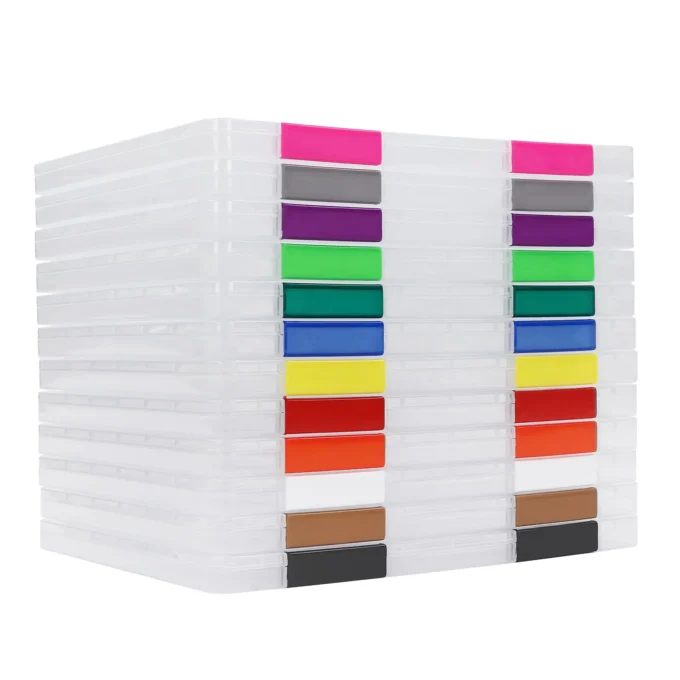 12 Pcs Polypropylene Clear File Boxes Paper Storage Box Multi Colors Document Rectangular File Holder Tabletop Mounted W/ Buckle
