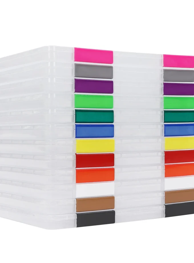 12 Pcs Polypropylene Clear File Boxes Paper Storage Box Multi Colors Document Rectangular File Holder Tabletop Mounted W/ Buckle