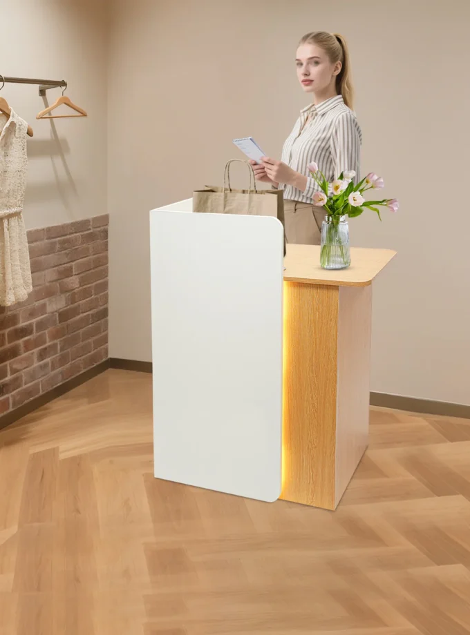 80*45*100cm Rectangular Floorstanding Reception Desk Modern Front Desk Reception Counter with Practical Handles/Rails