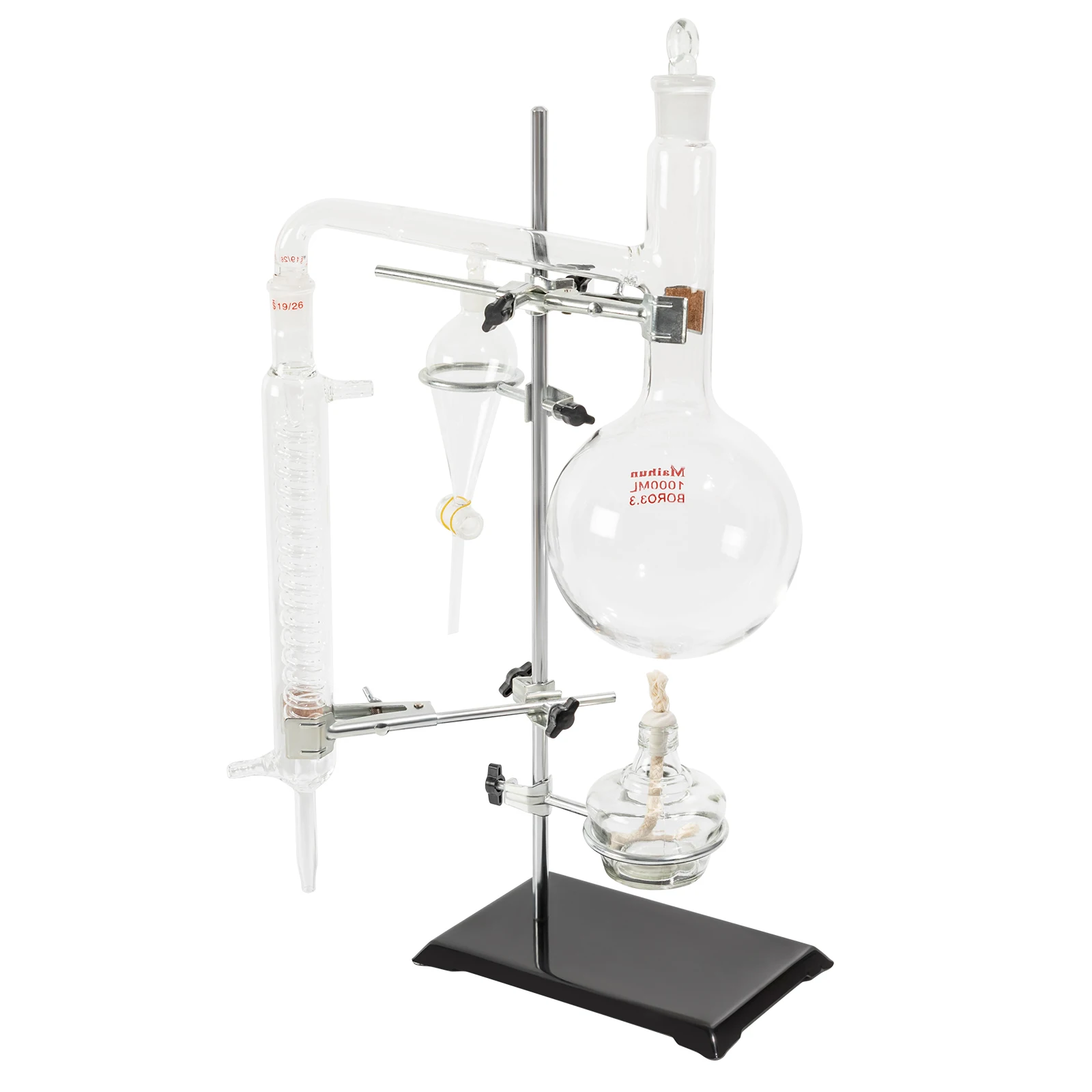 Assembly Clear Distillation Apparatus Kit High Borosilicate Glass Chemistry Lab Essential Oil Distilling Glasswa Alcohol Lamp - Image 4