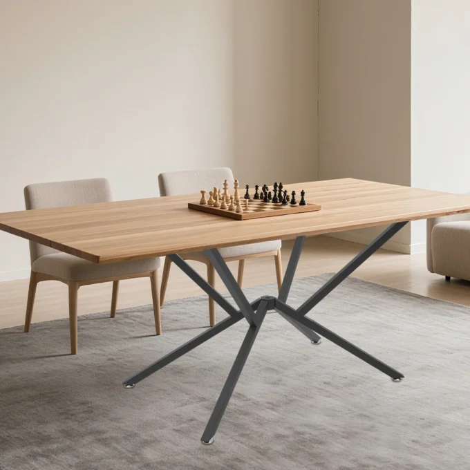 100*56*71cm 50kg Metal Table Legs Black Table Crossed-leg Floorstanding Modern Table Legs with 5 Foot Pads