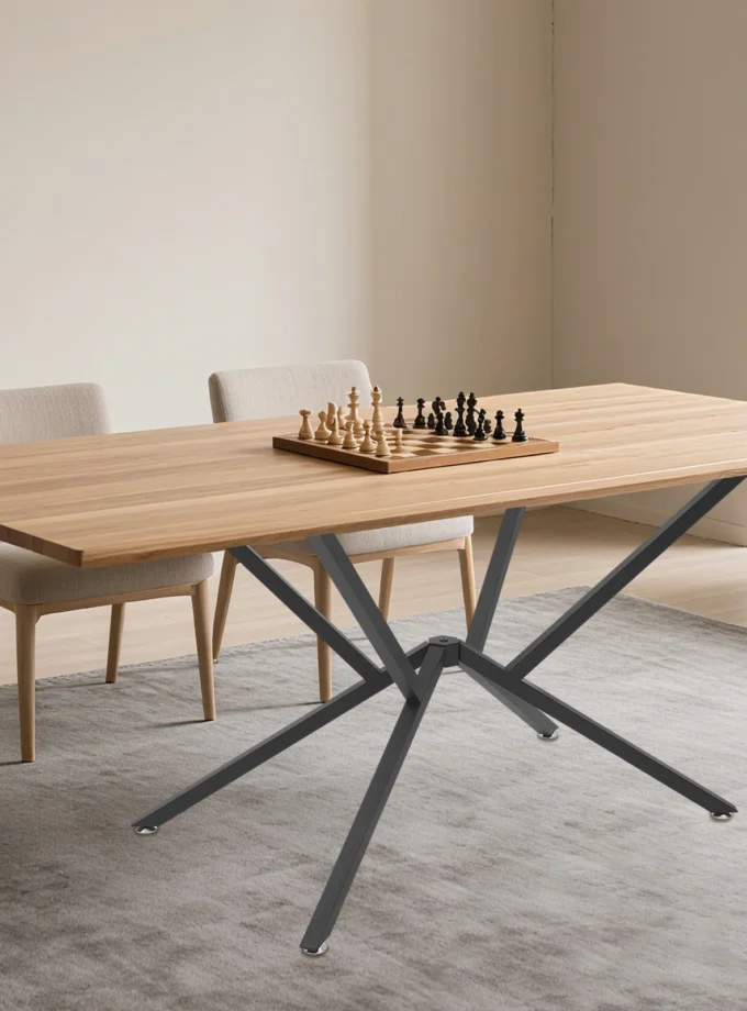 100*56*71cm 50kg Metal Table Legs Black Table Crossed-leg Floorstanding Modern Table Legs with 5 Foot Pads