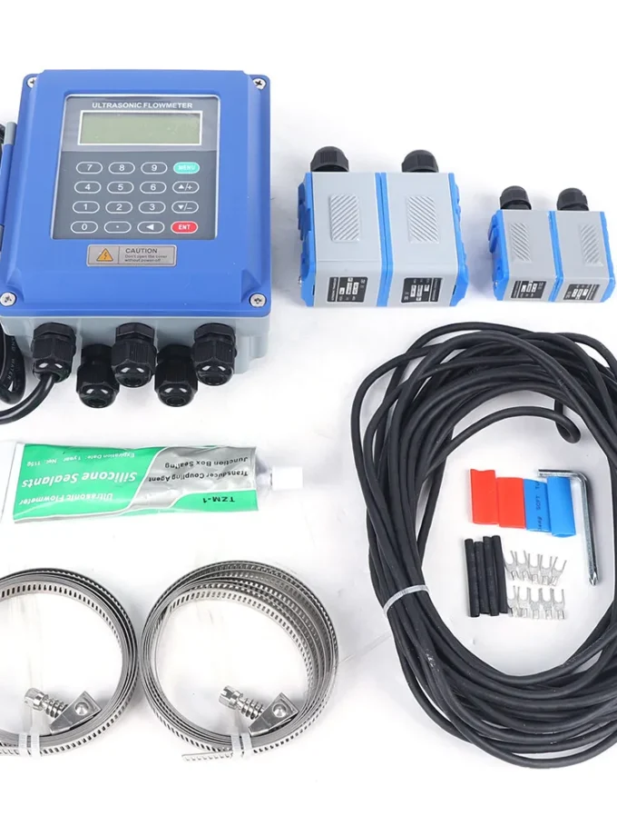 Intelligent Ultrasonic Flow Meter LCD Display & SD Card Data Storage, 32.81Ft Long Signal Cable For Flexible Measurement