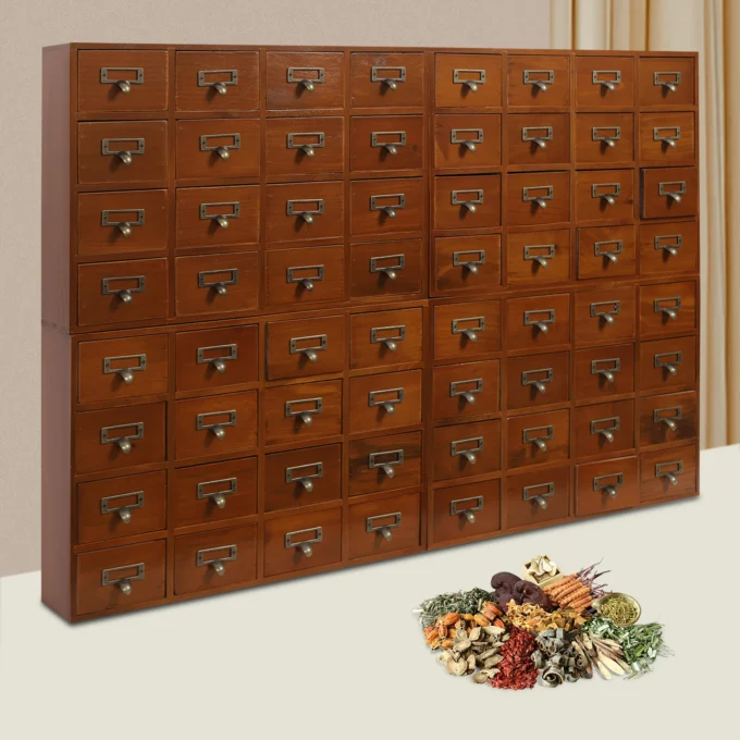 50*35cm Brown Storage Box Apothecary Cabinet Dressers Label Holder Pine Wood Plywood Zinc Alloy 4 PCS 64-Drawer