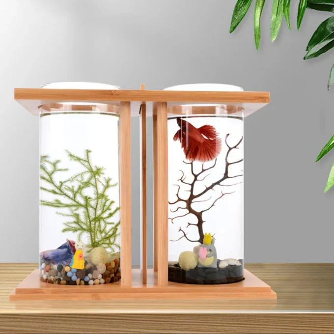 2 Desktop Micro Landscape Fish Tank Small Betta Desktop Dual Glass Fish Tank Mini Table Aquarium Betta Fish Bowl