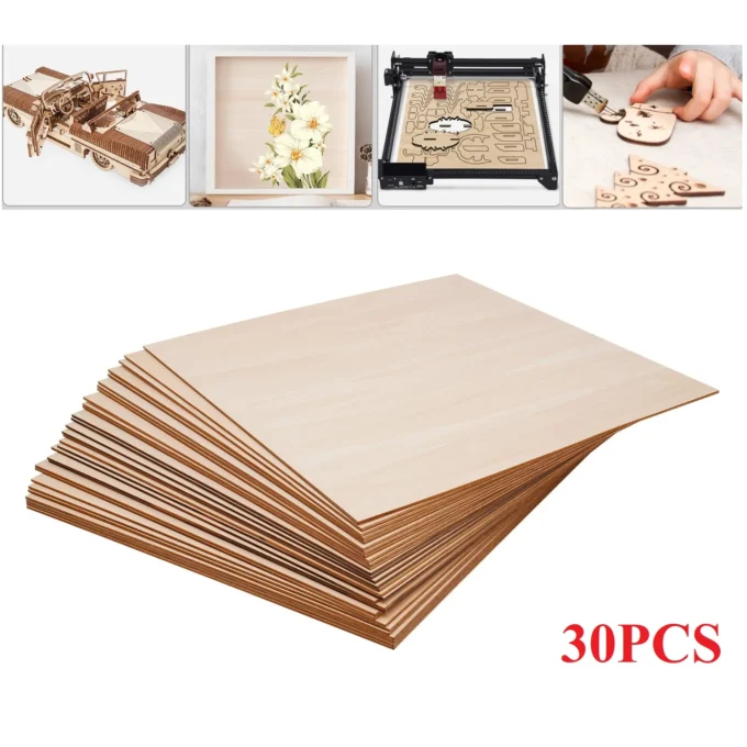 30Pcs Basswood Sheets 3mm Thick, 30x30cm/40x40cm Board for Wood DIY Home Decor, Square Blank Wooden Plywood Panels for Engraving