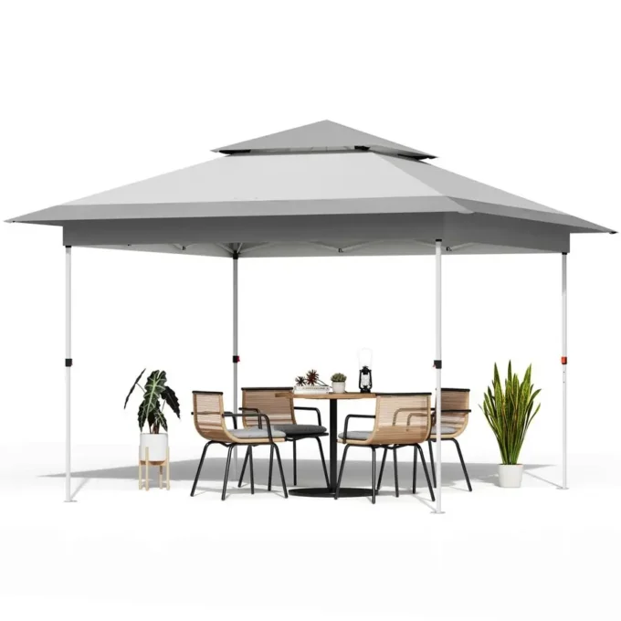 13X13 Pop Up Canopy Tent, Camping Shader W Overhanging Eaves amp Sand Bag, Outdoor Gazebo Shelter W One Push Setup amp Ease